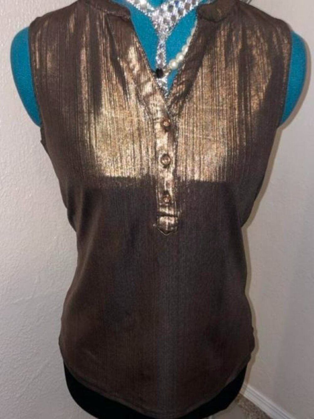 UNUSED Alex & Parker Gold Metallic blouse size S